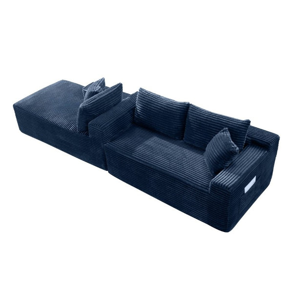 English Elm 107 Inch Corduroy Modular Sectional Cloud Sofa Reversible Chaise Deep Seat Living Room W2564S00160