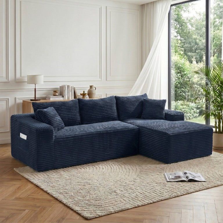 English Elm 107 Inch Corduroy Modular Sectional Deep Seat Cloud Sofa for Spacious Living Rooms W2564S00161