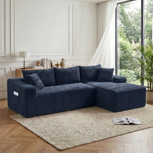 English Elm 107 Inch Corduroy Modular Sectional Deep Seat Cloud Sofa for Spacious Living Rooms W2564S00161