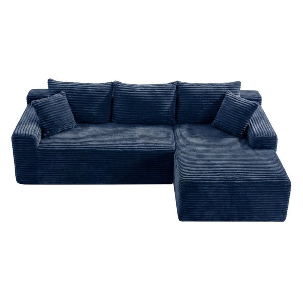 English Elm 107 Inch Corduroy Modular Sectional Deep Seat Cloud Sofa for Spacious Living Rooms W2564S00161