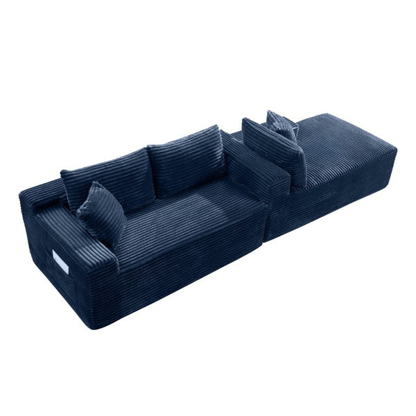 English Elm 107 Inch Corduroy Modular Sectional Deep Seat Cloud Sofa for Spacious Living Rooms W2564S00161