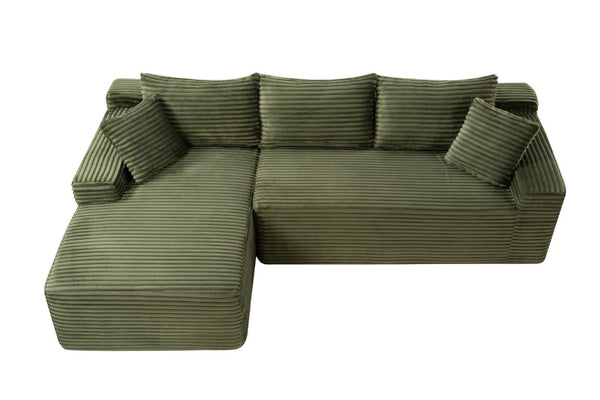 English Elm 107 Inch Modular L Shaped Sectional Plush Corduroy Deep Seat Cloud Sofa for Living Room W2564S00162