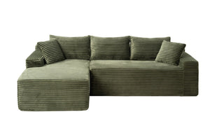 English Elm 107 Inch Modular L Shaped Sectional Plush Corduroy Deep Seat Cloud Sofa for Living Room W2564S00162