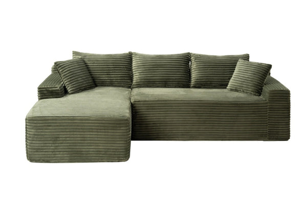 English Elm 107 Inch Modular L Shaped Sectional Plush Corduroy Deep Seat Cloud Sofa for Living Room W2564S00162