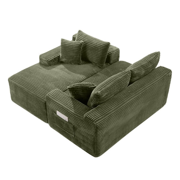 English Elm 107 Inch Modular L Shaped Sectional Plush Corduroy Deep Seat Cloud Sofa for Living Room W2564S00162
