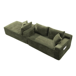 English Elm 107 Inch Modular L Shaped Sectional Plush Corduroy Deep Seat Cloud Sofa for Living Room W2564S00162
