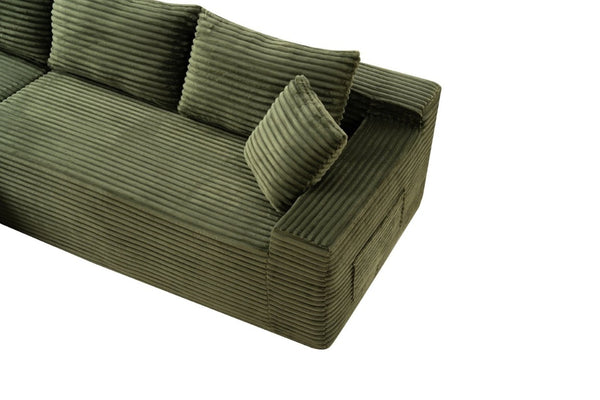 English Elm 107 Inch Modular L Shaped Sectional Plush Corduroy Deep Seat Cloud Sofa for Living Room W2564S00162