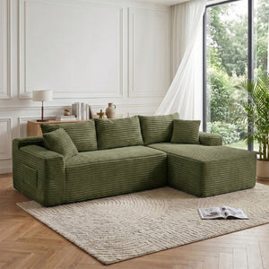 English Elm 107 Inch Modular Cloud Sectional Plush Corduroy Deep Seat L Shaped Living Room Sofa W2564S00163
