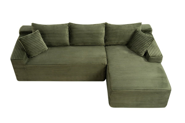 English Elm 107 Inch Modular Cloud Sectional Plush Corduroy Deep Seat L Shaped Living Room Sofa W2564S00163