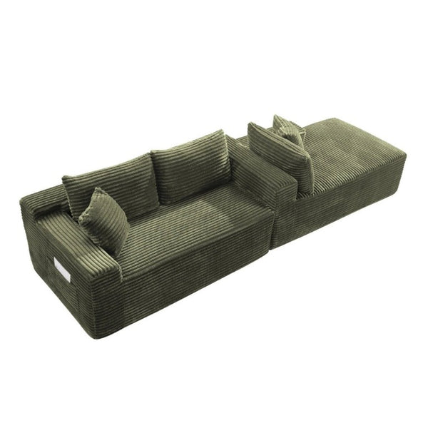English Elm 107 Inch Modular Cloud Sectional Plush Corduroy Deep Seat L Shaped Living Room Sofa W2564S00163