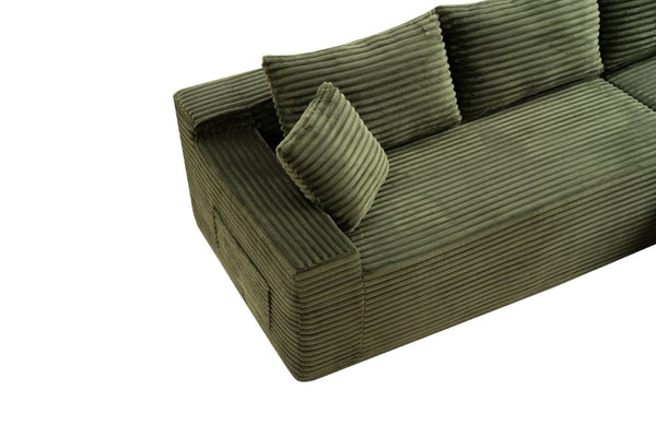 English Elm 107 Inch Modular Cloud Sectional Plush Corduroy Deep Seat L Shaped Living Room Sofa W2564S00163