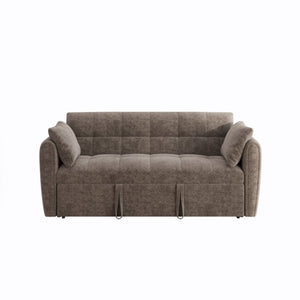 English Elm 65 Inch Chenille Futon Sofa Bed with Adjustable Back Storage and Plush Foam Fill W2564S00173