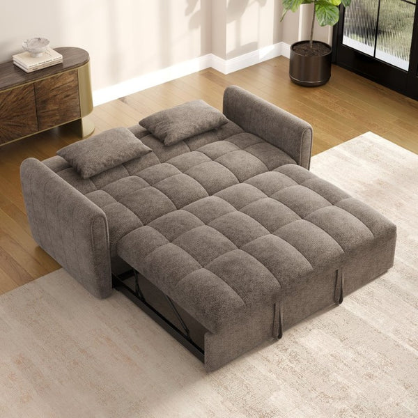 English Elm 65 Inch Chenille Futon Sofa Bed with Adjustable Back Storage and Plush Foam Fill W2564S00173