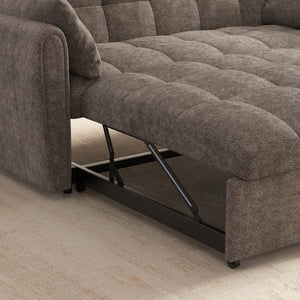 English Elm 65 Inch Chenille Futon Sofa Bed with Adjustable Back Storage and Plush Foam Fill W2564S00173