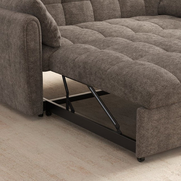 English Elm 65 Inch Chenille Futon Sofa Bed with Adjustable Back Storage and Plush Foam Fill W2564S00173