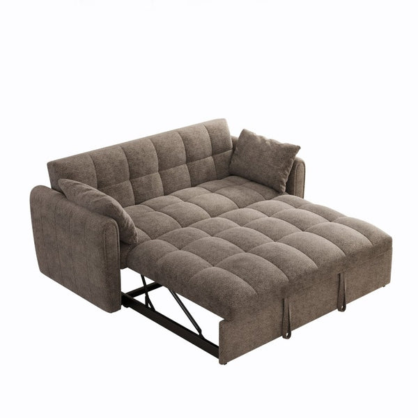 English Elm 65 Inch Chenille Futon Sofa Bed with Adjustable Back Storage and Plush Foam Fill W2564S00173