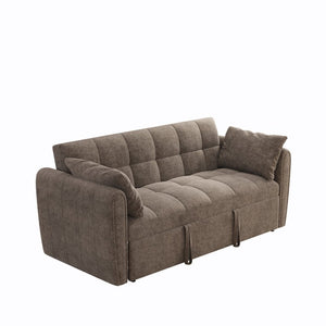 English Elm 65 Inch Chenille Futon Sofa Bed with Adjustable Back Storage and Plush Foam Fill W2564S00173