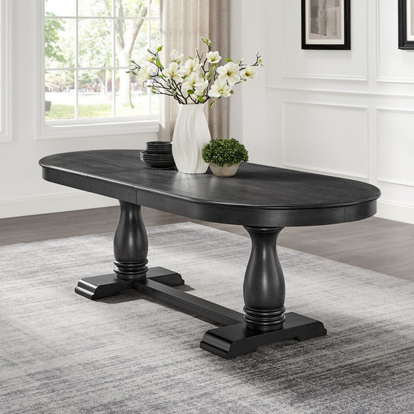 English Elm 94.06 Inch Wood Veneer Extendable Dining Table Mid-century Pedestal Base Seats 8 W2582P205317