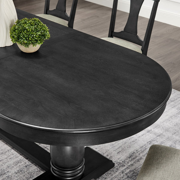 English Elm 94.06 Inch Wood Veneer Extendable Dining Table Mid-century Pedestal Base Seats 8 W2582P205317