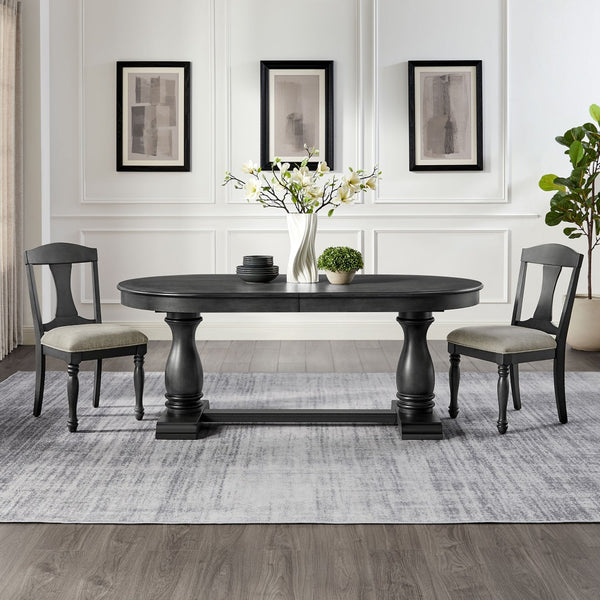 English Elm 94.06 Inch Wood Veneer Extendable Dining Table Mid-century Pedestal Base Seats 8 W2582P205317