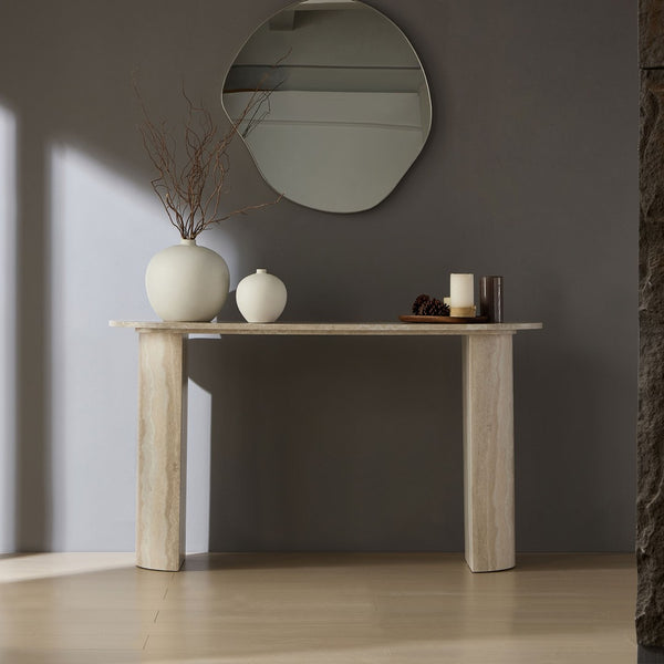 English Elm 55.12 Inch Faux Marble Console Table Slim Mdf Sofa Entryway Hallway Modern Decor W2582P483809
