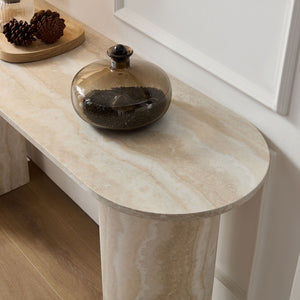 English Elm 55.12 Inch Faux Marble Console Table Slim Mdf Sofa Entryway Hallway Modern Decor W2582P483809