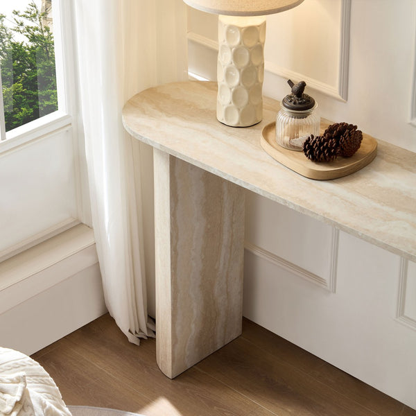 English Elm 55.12 Inch Faux Marble Console Table Slim Mdf Sofa Entryway Hallway Modern Decor W2582P483809