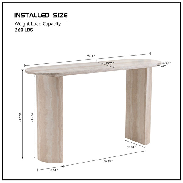 English Elm 55.12 Inch Faux Marble Console Table Slim Mdf Sofa Entryway Hallway Modern Decor W2582P483809