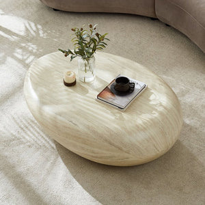 English Elm 43.31''Fiberglass Elliptical Coffee Table Sculptural Stone Texture Organic Modern Living Room W2582P532870