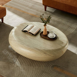 English Elm 43.31''Fiberglass Elliptical Coffee Table Sculptural Stone Texture Organic Modern Living Room W2582P532870