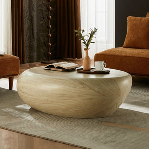 English Elm 43.31''Fiberglass Elliptical Coffee Table Sculptural Stone Texture Organic Modern Living Room W2582P532870