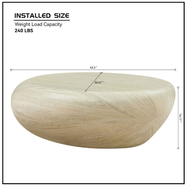 English Elm 43.31''Fiberglass Elliptical Coffee Table Sculptural Stone Texture Organic Modern Living Room W2582P532870