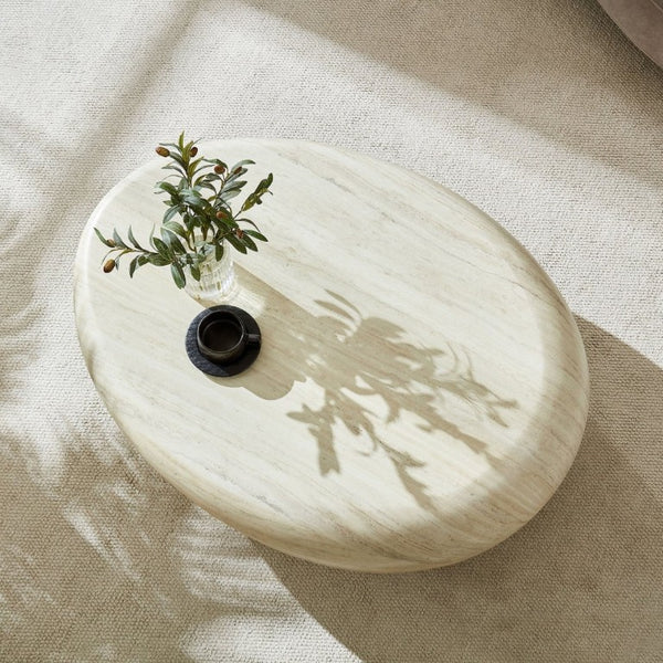 English Elm 43.31''Fiberglass Elliptical Coffee Table Sculptural Stone Texture Organic Modern Living Room W2582P532870