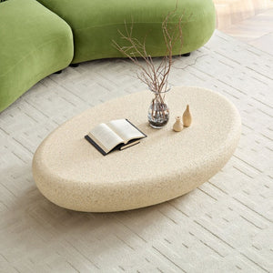 English Elm 53.35''Fiberglass Elliptical Coffee Table Sculptural Faux Rock Organic Form Living Room W2582P540790