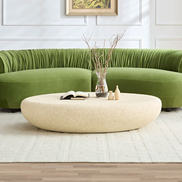 English Elm 53.35''Fiberglass Elliptical Coffee Table Sculptural Faux Rock Organic Form Living Room W2582P540790