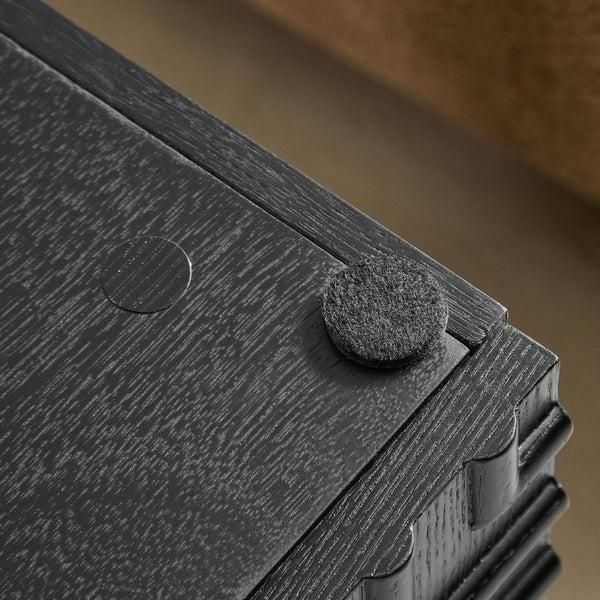 English Elm 20.47 Geometric Embossed MDF Nightstand with 2 Drawers for Bedroom Storage Black W2582P542310