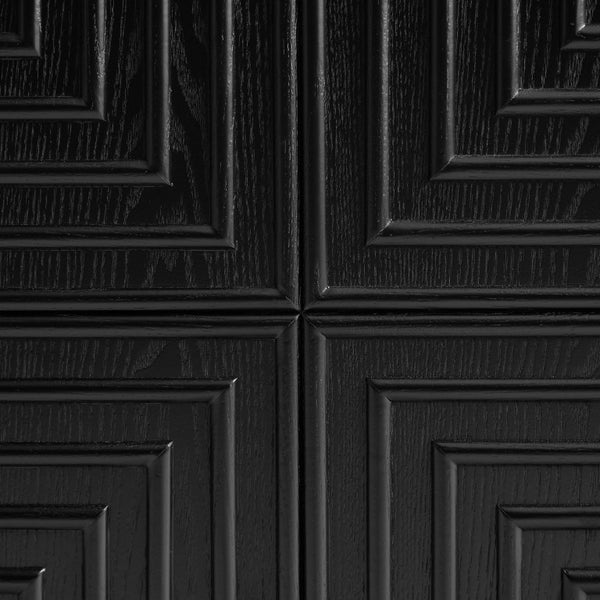 English Elm 20.47 Geometric Embossed MDF Nightstand with 2 Drawers for Bedroom Storage Black W2582P542310