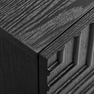 English Elm 20.47 Geometric Embossed MDF Nightstand with 2 Drawers for Bedroom Storage Black W2582P542310
