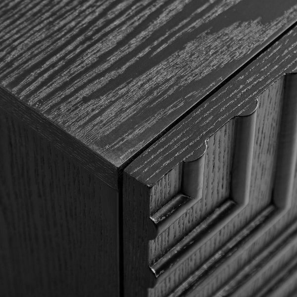 English Elm 20.47 Geometric Embossed MDF Nightstand with 2 Drawers for Bedroom Storage Black W2582P542310