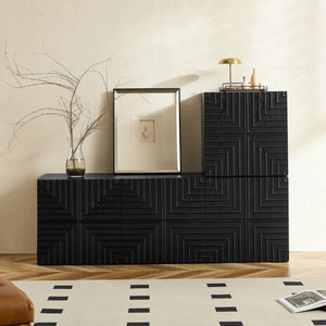 English Elm 20.47 Geometric Embossed MDF Nightstand with 2 Drawers for Bedroom Storage Black W2582P542310