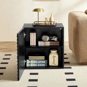 English Elm 20.47 Geometric Embossed MDF Nightstand with 2 Drawers for Bedroom Storage Black W2582P542310