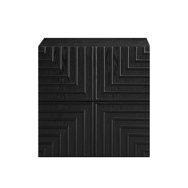 English Elm 20.47 Geometric Embossed MDF Nightstand with 2 Drawers for Bedroom Storage Black W2582P542310