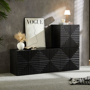 English Elm 20.47 Geometric Embossed MDF Nightstand with 2 Drawers for Bedroom Storage Black W2582P542310