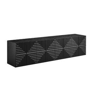 English Elm 20.47 Geometric Embossed MDF Nightstand with 2 Drawers for Bedroom Storage Black W2582P542310