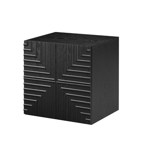 English Elm 20.47 Geometric Embossed MDF Nightstand with 2 Drawers for Bedroom Storage Black W2582P542310