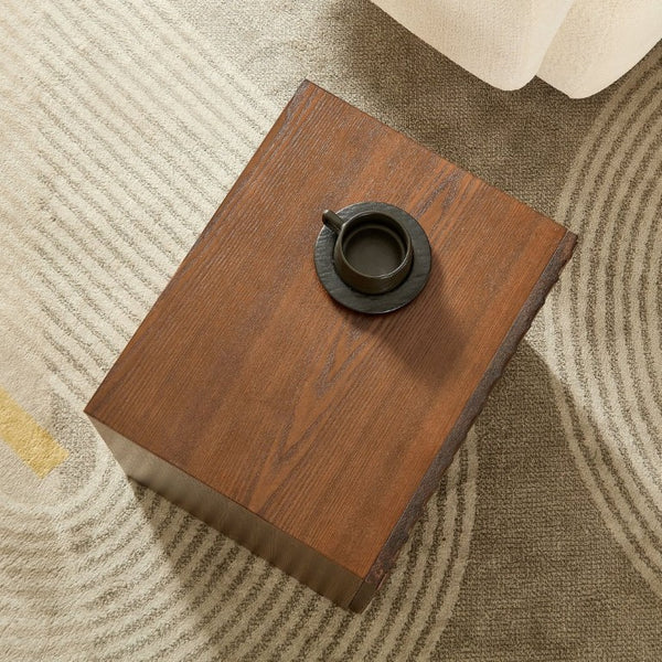 English Elm 20.47 Geometric Embossed MDF Nightstand with 2 Drawers for Bedroom Storage Brown W2582P542313