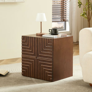 English Elm 20.47 Geometric Embossed MDF Nightstand with 2 Drawers for Bedroom Storage Brown W2582P542313