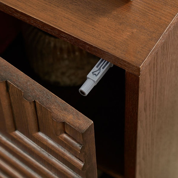 English Elm 20.47 Geometric Embossed MDF Nightstand with 2 Drawers for Bedroom Storage Brown W2582P542313