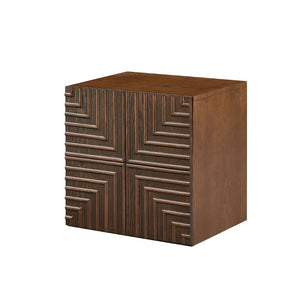 English Elm 20.47 Geometric Embossed MDF Nightstand with 2 Drawers for Bedroom Storage Brown W2582P542313