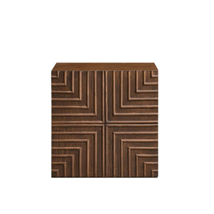 English Elm 20.47 Geometric Embossed MDF Nightstand with 2 Drawers for Bedroom Storage Brown W2582P542313